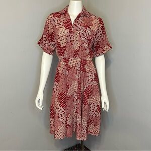 Vintage S.L. Petites Red White Handkerchief Print Dress